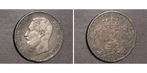 5 Franc Belgio Argento Leopold II (1835 - 1909)