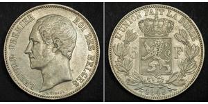 5 Franc Belgio Argento Leopoldo I del Belgio (1790-1865)
