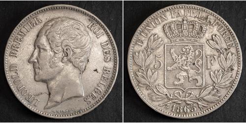5 Franc Belgio Argento Leopoldo I del Belgio (1790-1865)