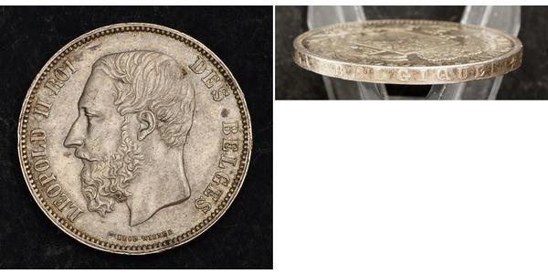 5 Franc Belgio Argento Leopold II (1835 - 1909)