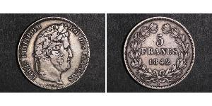 5 Franc Francia / Monarchia di Luglio (1830-1848) Argento Luigi Filippo di Francia (1773 -1850)