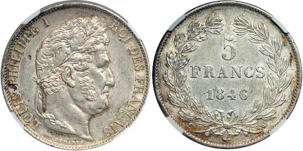 5 Franc Francia / Monarchia di Luglio (1830-1848) Argento Luigi Filippo di Francia (1773 -1850)