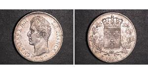 5 Franc Kingdom of France (1815-1830) Argento Carlo X di Francia (1757-1836)