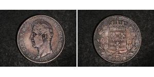 5 Franc Kingdom of France (1815-1830) Argento Carlo X di Francia (1757-1836)