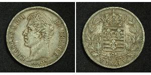 5 Franc Kingdom of France (1815-1830) Argento Carlo X di Francia (1757-1836)