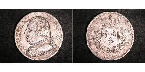 5 Franc Kingdom of France (1815-1830) Argento Luigi XVIII di Francia (1755-1824)