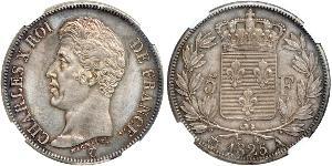 5 Franc Kingdom of France (1815-1830) Argento Carlo X di Francia (1757-1836)