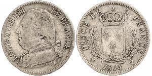 5 Franc Kingdom of France (1815-1830) Argento Luigi XVIII di Francia (1755-1824)