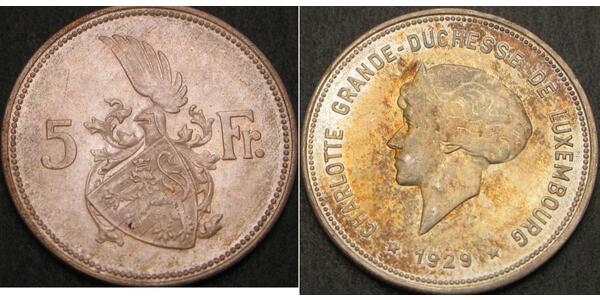 5 Franc Lussemburgo Argento 