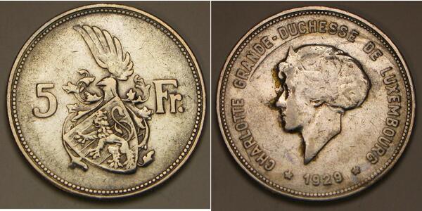 5 Franc Lussemburgo Argento 