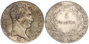 5 Franc Primo Impero francese (1804-1814) Argento Napoleone Bonaparte(1769 - 1821)