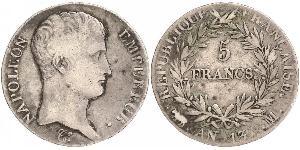 5 Franc Primo Impero francese (1804-1814) Argento Napoleone Bonaparte(1769 - 1821)