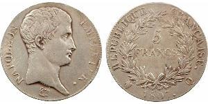 5 Franc Primo Impero francese (1804-1814) Argento Napoleone Bonaparte(1769 - 1821)