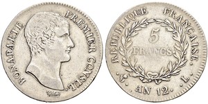 5 Franc Primo Impero francese (1804-1814) Argento Napoleone Bonaparte(1769 - 1821)