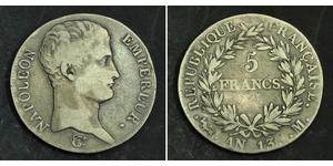 5 Franc Primo Impero francese (1804-1814) Argento Napoleone Bonaparte(1769 - 1821)