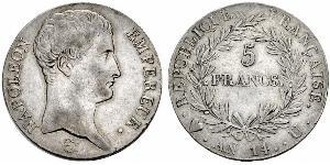 5 Franc Primo Impero francese (1804-1814) Argento Napoleone Bonaparte(1769 - 1821)