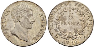 5 Franc Primo Impero francese (1804-1814) Argento Napoleone Bonaparte(1769 - 1821)