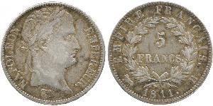 5 Franc Primo Impero francese (1804-1814) Argento Napoleone Bonaparte(1769 - 1821)