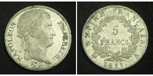 5 Franc Primo Impero francese (1804-1814) Argento Napoleone Bonaparte(1769 - 1821)