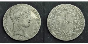 5 Franc Primo Impero francese (1804-1814) Argento Napoleone Bonaparte(1769 - 1821)