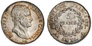 5 Franc Primo Impero francese (1804-1814) Argento Napoleone Bonaparte(1769 - 1821)