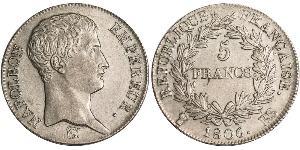 5 Franc Primo Impero francese (1804-1814) Argento Napoleone Bonaparte(1769 - 1821)