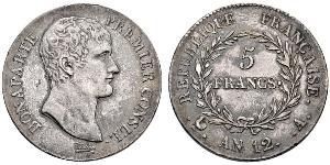 5 Franc Primo Impero francese (1804-1814) Argento Napoleone Bonaparte(1769 - 1821)