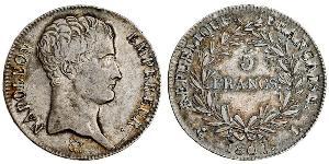 5 Franc Primo Impero francese (1804-1814) Argento Napoleone Bonaparte(1769 - 1821)