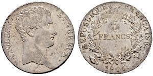 5 Franc Primo Impero francese (1804-1814) Argento Napoleone Bonaparte(1769 - 1821)