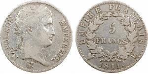 5 Franc Primo Impero francese (1804-1814) Argento Napoleone Bonaparte(1769 - 1821)