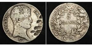 5 Franc Primo Impero francese (1804-1814) Argento Napoleone Bonaparte(1769 - 1821)