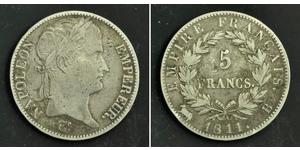 5 Franc Primo Impero francese (1804-1814) Argento Napoleone Bonaparte(1769 - 1821)