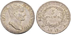 5 Franc Primo Impero francese (1804-1814) Argento Napoleone Bonaparte(1769 - 1821)
