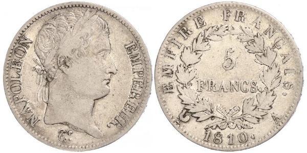 5 Franc Primo Impero francese (1804-1814) Argento Napoleone Bonaparte(1769 - 1821)