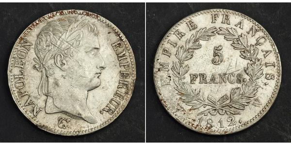 5 Franc Primo Impero francese (1804-1814) Argento Napoleone Bonaparte(1769 - 1821)