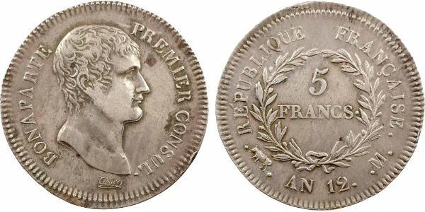 5 Franc Primo Impero francese (1804-1814) Argento Napoleone Bonaparte(1769 - 1821)