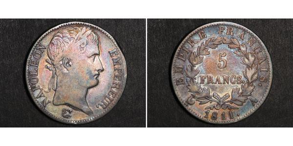 5 Franc Primo Impero francese (1804-1814) Argento Napoleone Bonaparte(1769 - 1821)