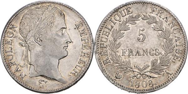5 Franc Primo Impero francese (1804-1814) Argento Napoleone Bonaparte(1769 - 1821)