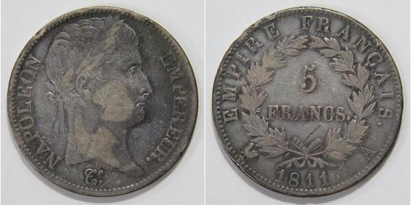 5 Franc Primo Impero francese (1804-1814) Argento Napoleone Bonaparte(1769 - 1821)