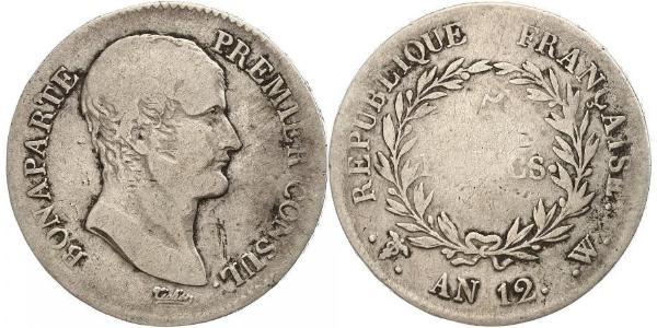 5 Franc Primo Impero francese (1804-1814) Argento Napoleone Bonaparte(1769 - 1821)