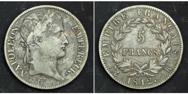 5 Franc Primo Impero francese (1804-1814) Argento Napoleone Bonaparte(1769 - 1821)