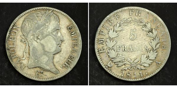 5 Franc Primo Impero francese (1804-1814) Argento Napoleone Bonaparte(1769 - 1821)