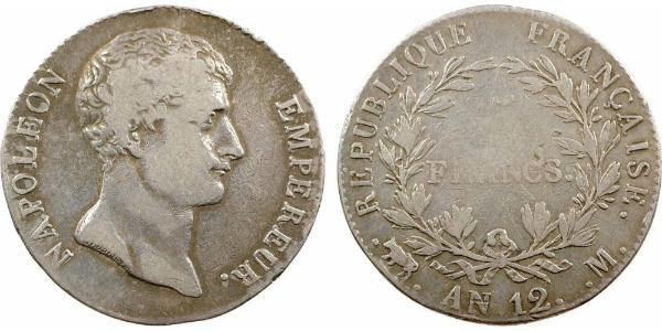 5 Franc Primo Impero francese (1804-1814) Argento Napoleone Bonaparte(1769 - 1821)