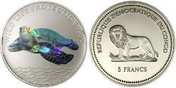 5 Franc Repubblica Democratica del Congo Argento 