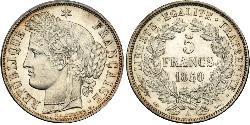 5 Franc Seconda Repubblica francese (1848-1852) Argento 