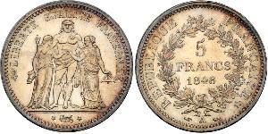 5 Franc Seconda Repubblica francese (1848-1852) Argento 