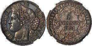 5 Franc Seconda Repubblica francese (1848-1852) Argento 