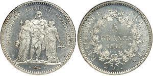 5 Franc Seconda Repubblica francese (1848-1852) Argento 