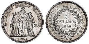 5 Franc Seconda Repubblica francese (1848-1852) Argento 