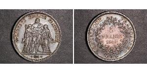 5 Franc Seconda Repubblica francese (1848-1852) Argento 